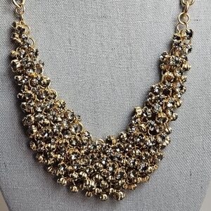 [J. CREW] Chunky Gray Smokey Stones Crystal Bib Statement Necklace